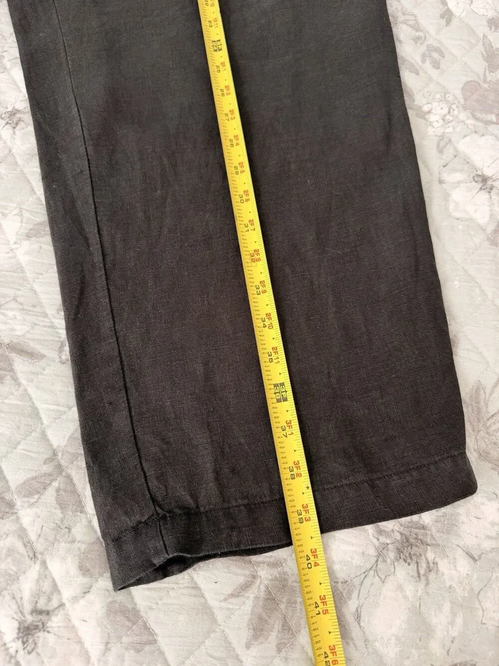 Quince 100% Linen Straight Leg Pants Black XL Elastic Waist